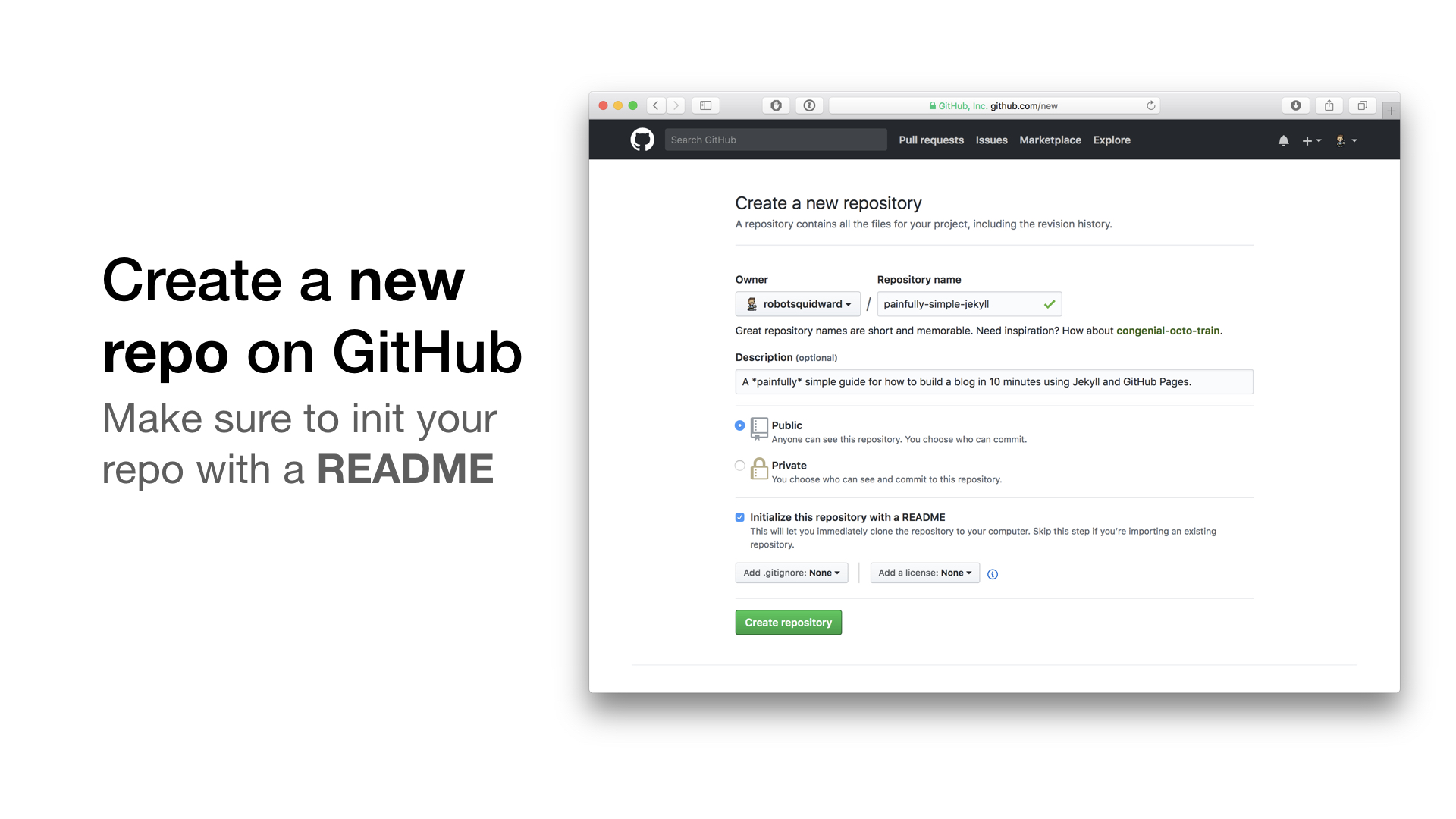 creating a new repository on github