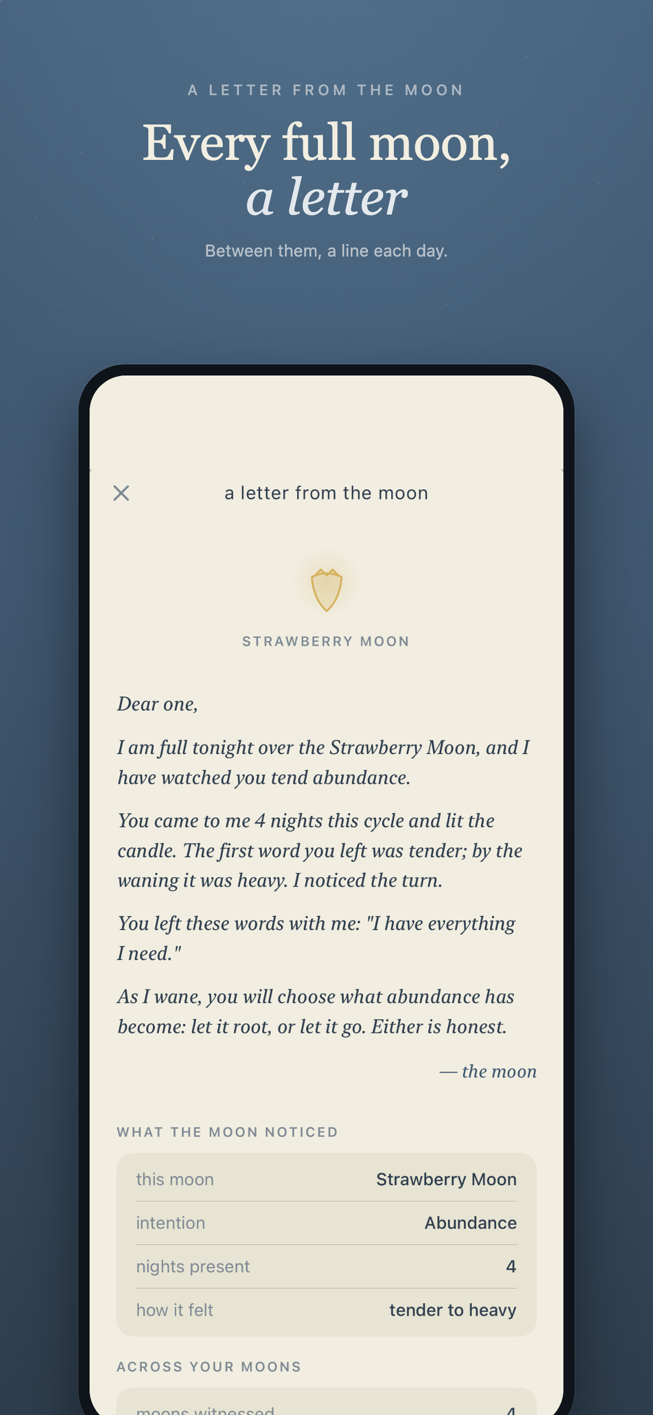 Every full moon, a letter